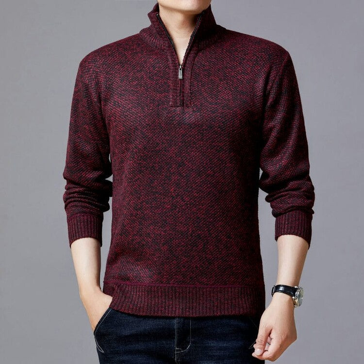 Herren Strickpullover mit modernem Stehkragen und strukturierter Oberfläche Aliams