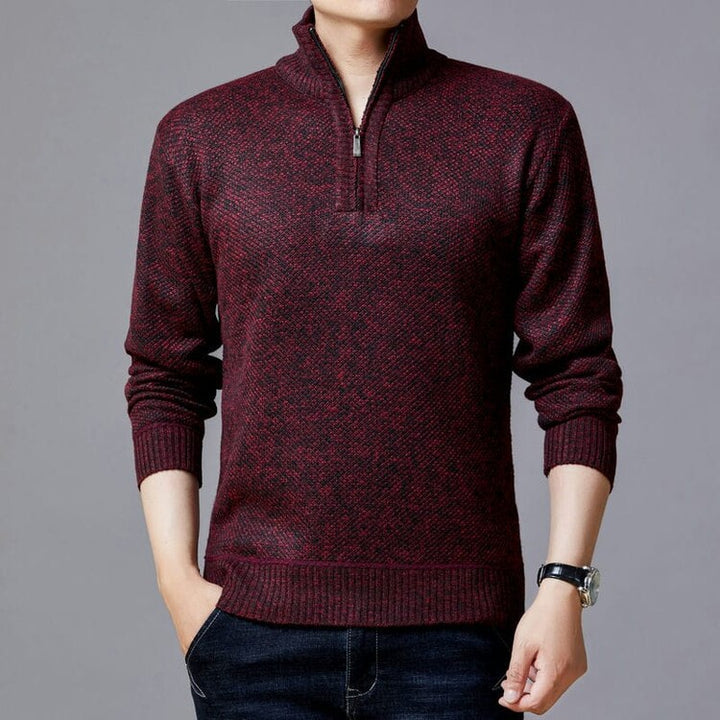 Herren Strickpullover mit modernem Stehkragen und strukturierter Oberfläche Aliams