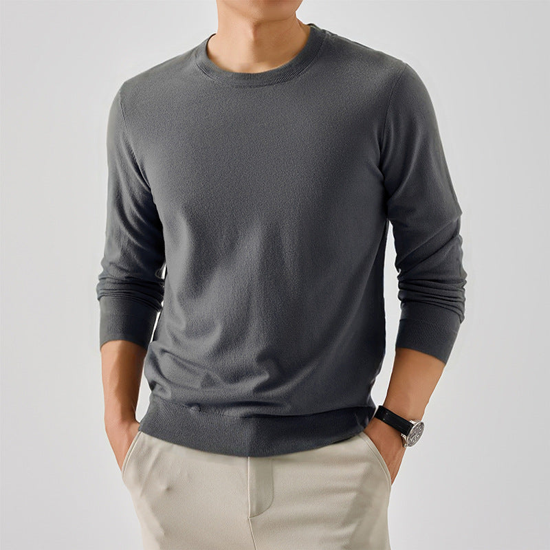 Herren Klassischer Rundhalspullover aus feiner Wolle Aliams