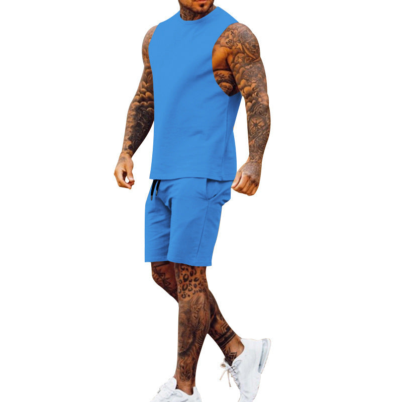 Herren sportliches Tanktop und Shorts-Set mit elastischem Bund Aliams