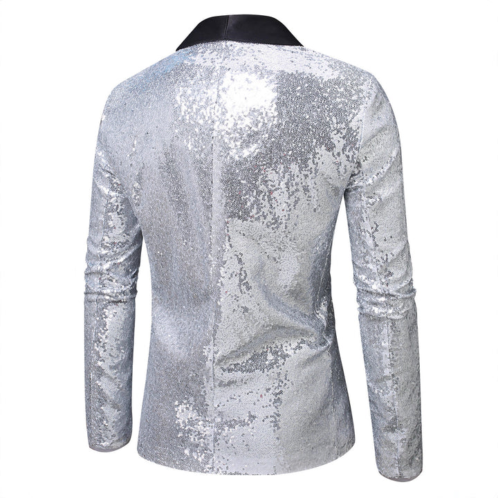 Herren eleganter Pailletten Blazer mit glänzendem Revers Aliams