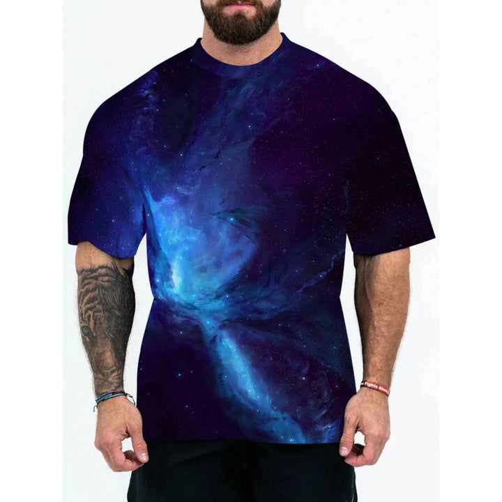Herren Galaxy Print Kurzarm-T-Shirt Aliams