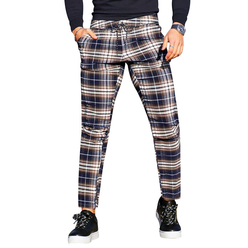 Herren Cargo-Hose mit modischem Karomuster und elastischem Bund Aliams