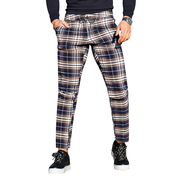 Herren Cargo-Hose mit modischem Karomuster und elastischem Bund Aliams