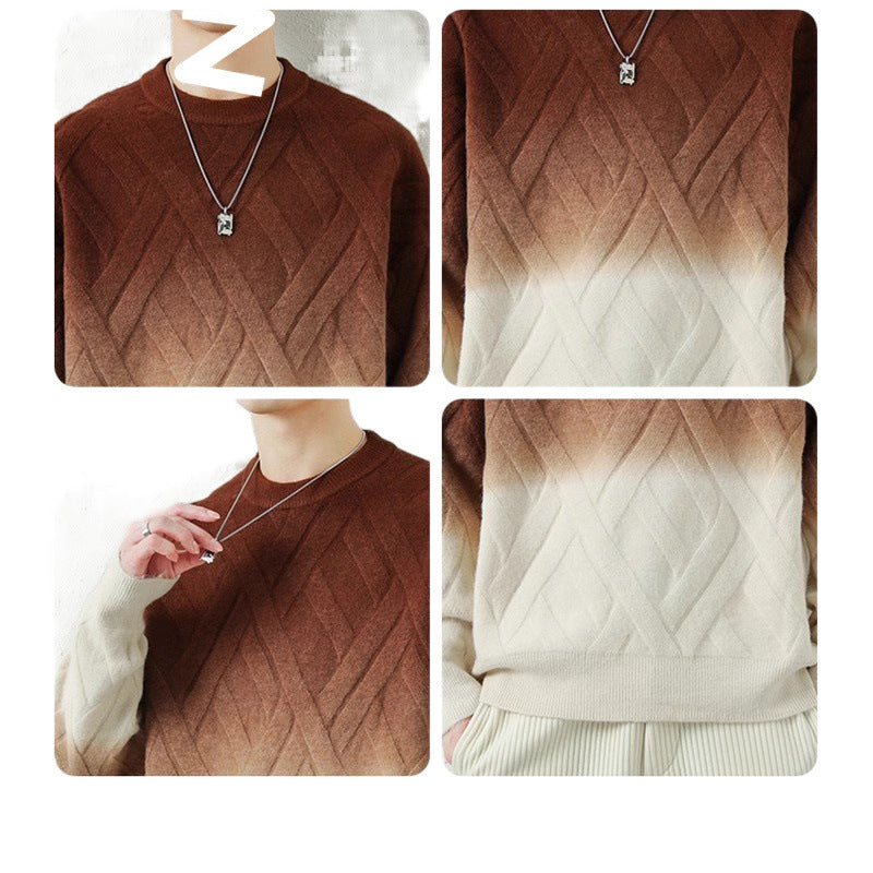 Herren Gemusterter Strickpullover mit modischem Farbverlauf Aliams