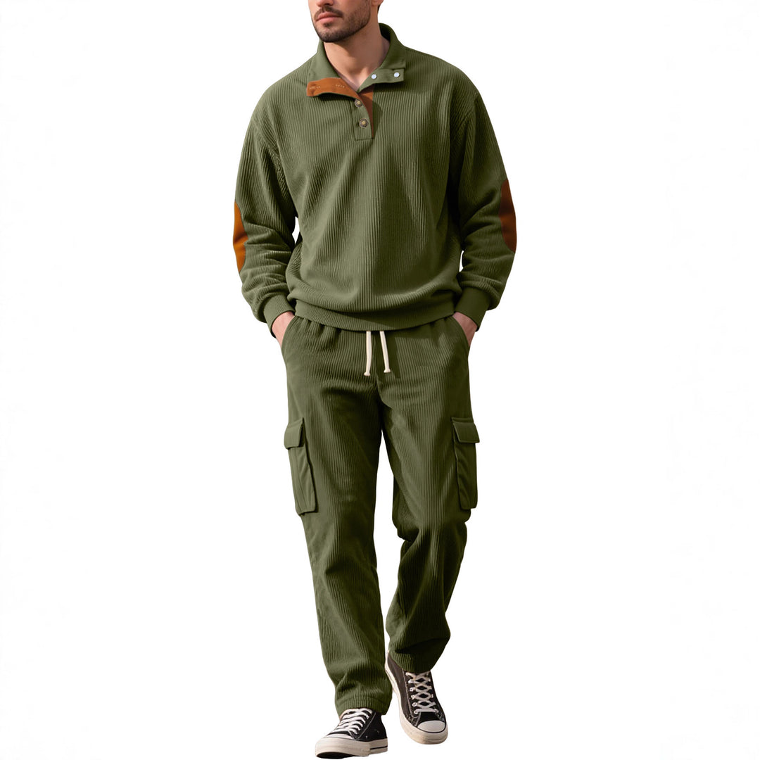 Herren komfortabler Strickanzug mit Knopfleiste und Taschen Aliams