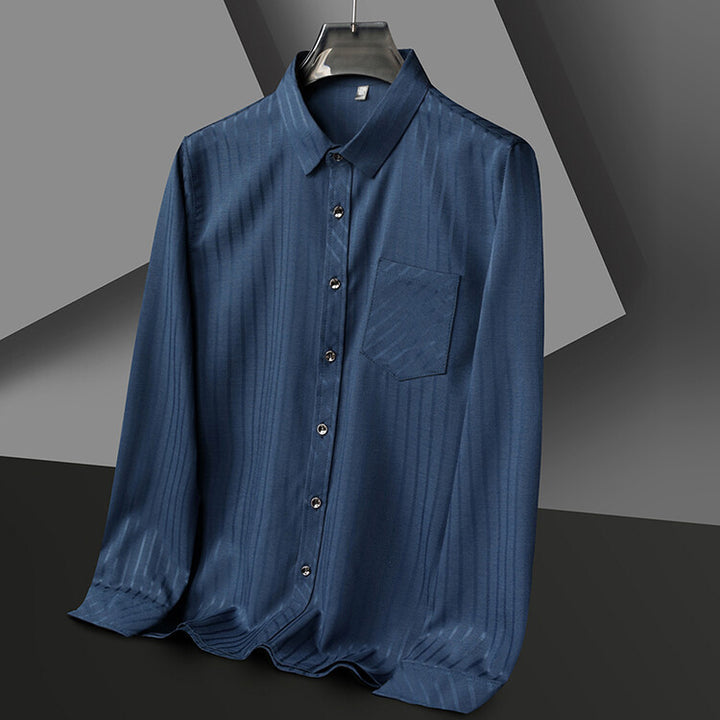 Herren elegantes Langarmhemd mit feiner Streifenstruktur Aliams