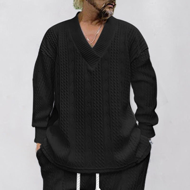 Herren Grobstrickpullover mit V-Ausschnitt und lässiger Passform Aliams