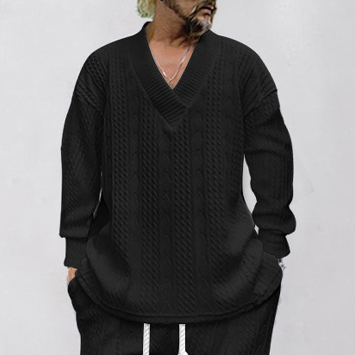 Herren Grobstrickpullover mit V-Ausschnitt und lässiger Passform Aliams