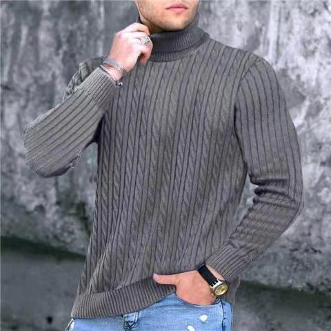 Herren Strickpullover mit modernem Rippmuster und hohem Kragen Aliams