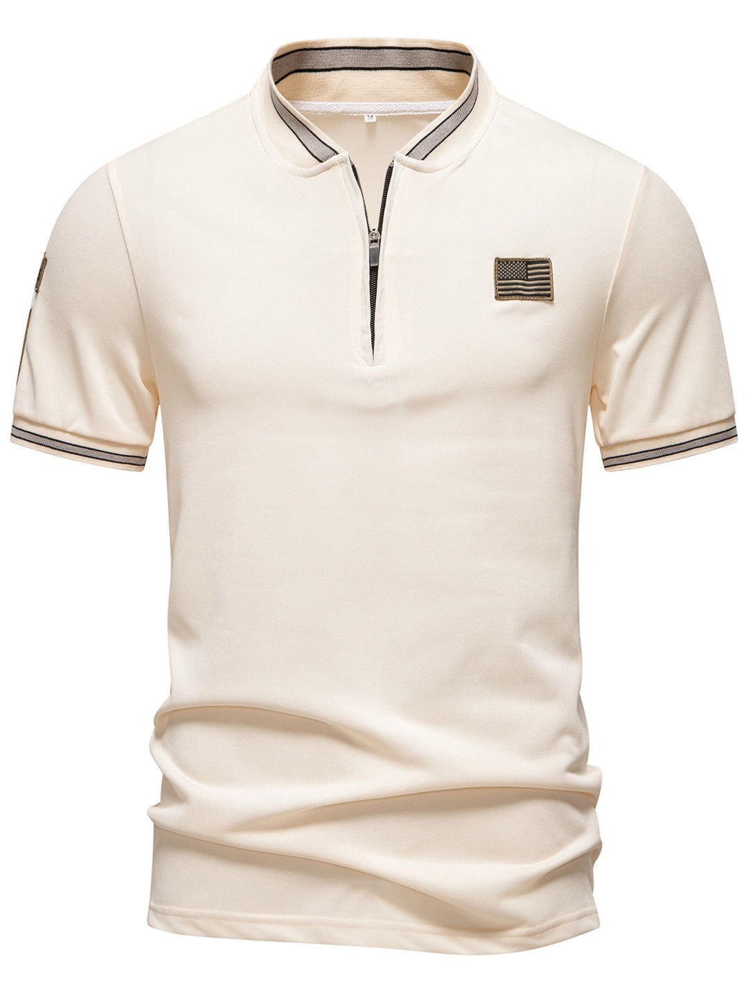 Herren Kurzarm-Kragen-T-Shirt mit praktischer Reißverschlussöffnung und kontrastierenden Akzenten Aliams