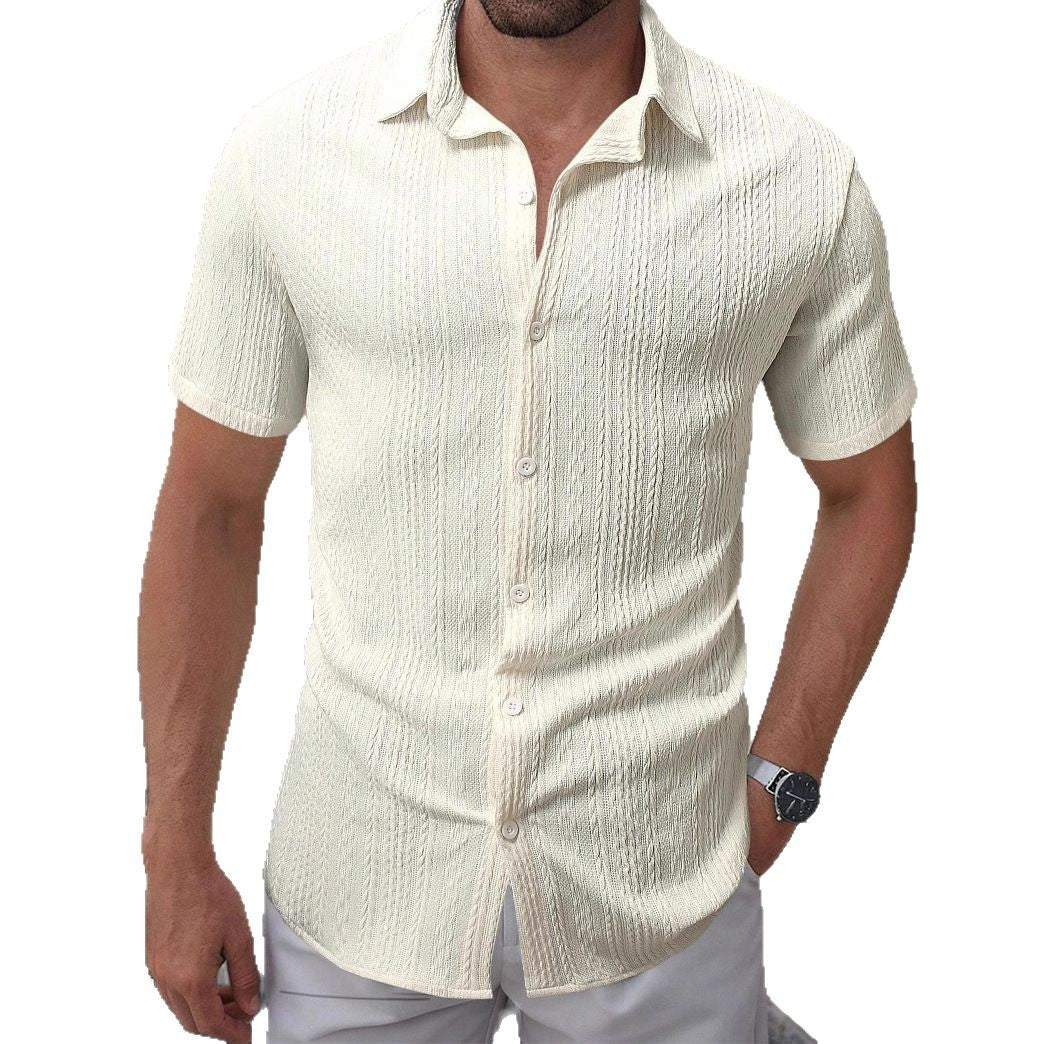 Herren Kurzarm-Hemd mit strukturiertem Muster Aliams