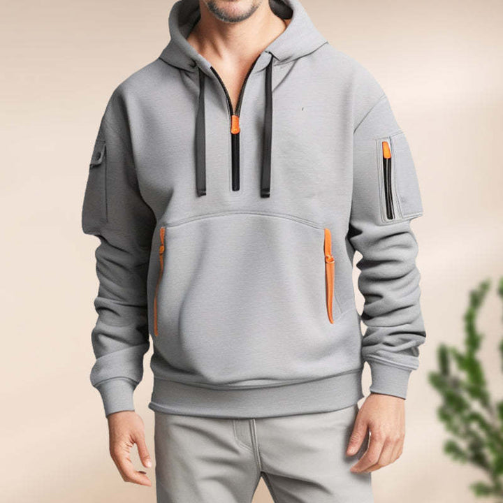 Herren funktionaler Kapuzenpullover mit innovativem Reißverschluss und praktischen Taschen Aliams