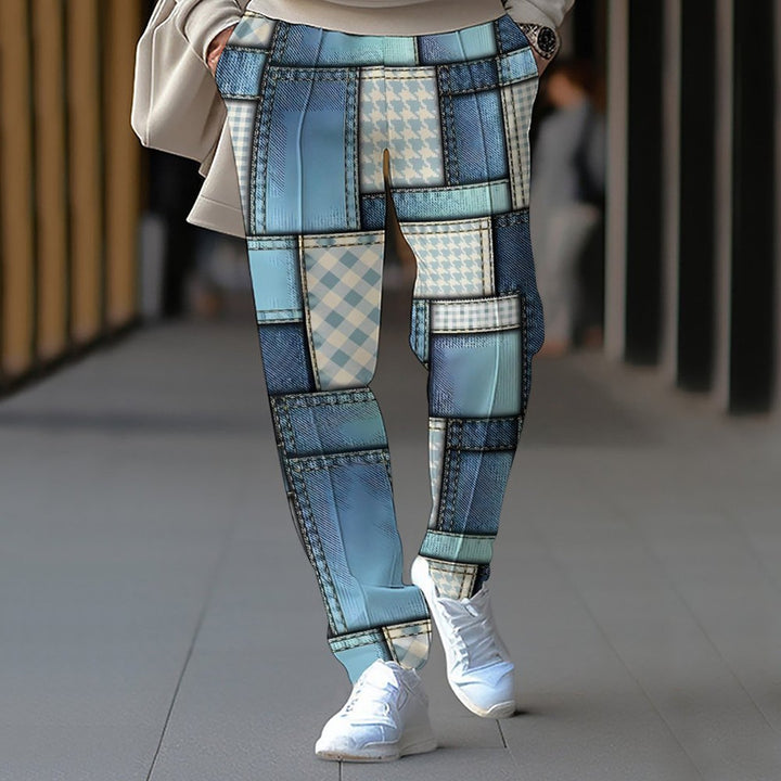 Herren Cargo-Hose mit modischem Patchwork-Design und elastischem Bund Aliams