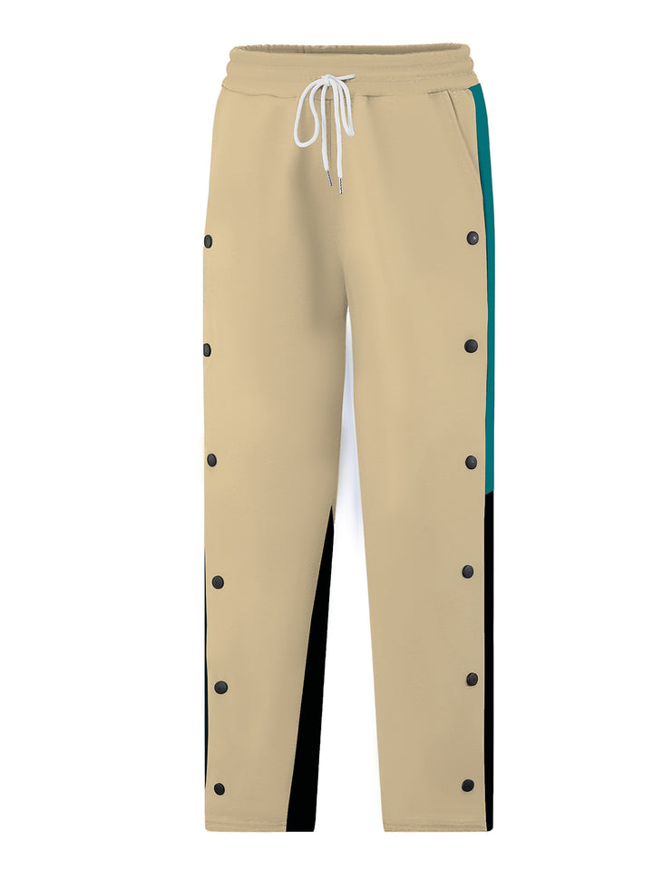 Herren sportliche Stoffhose mit Druckknopfdetails und elastischem Bund Aliams