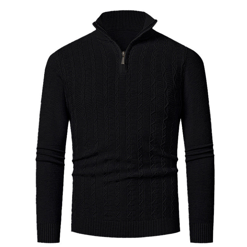 Herren Strickpullover mit hohem Kragen und feinem Zopfdesign Aliams