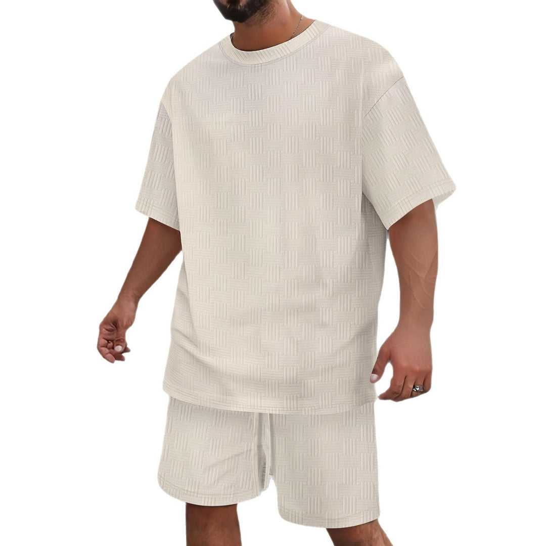 Herren Freizeit-Shorts- und T-Shirt-Set mit modernem Muster Aliams