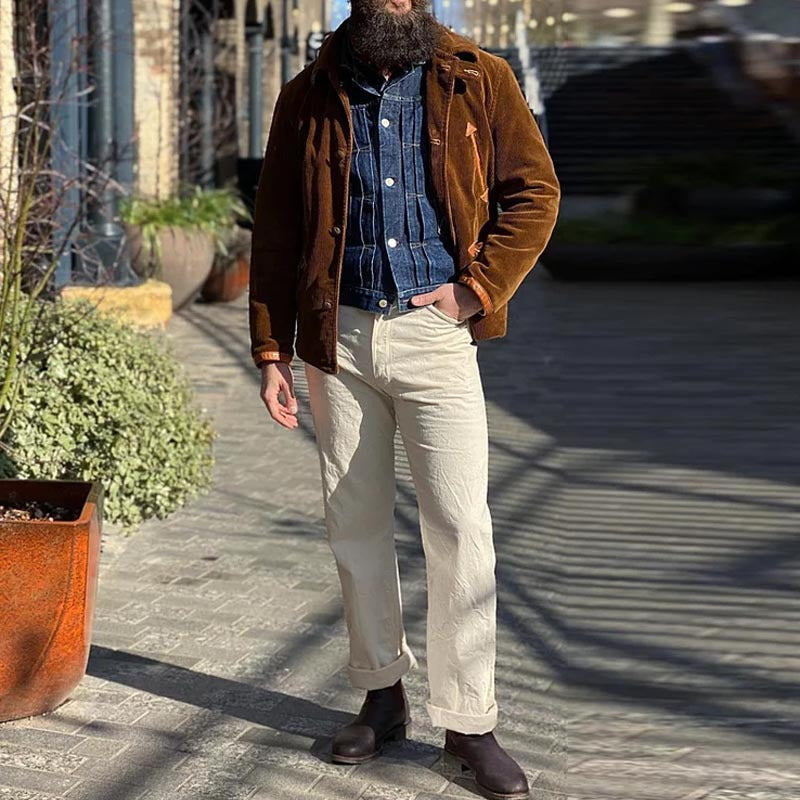 Herren cordjacke mit praktischem Taschen-Detail und Knopfverschluss Aliams