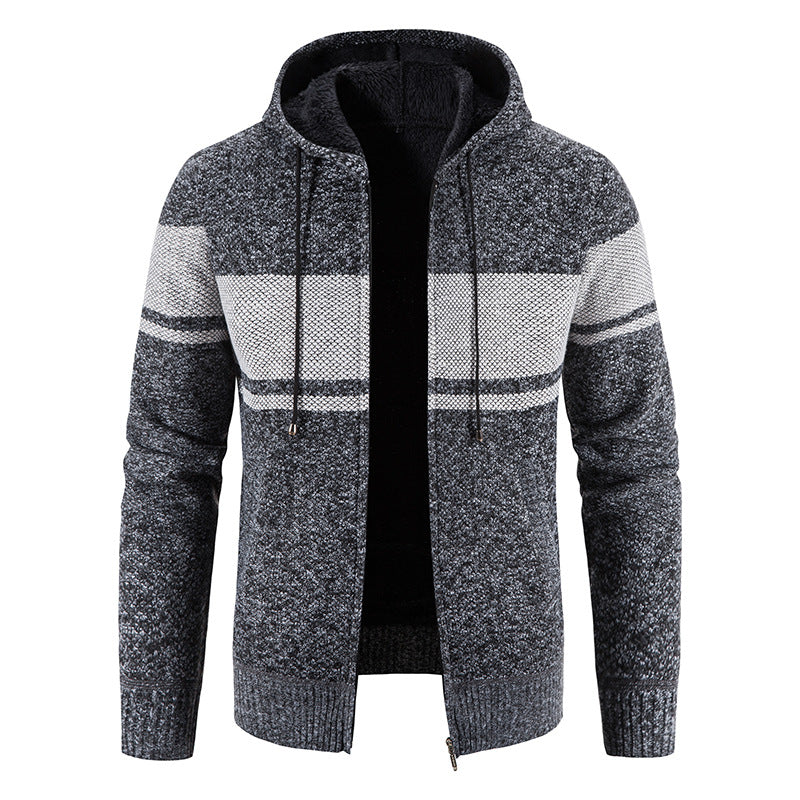Herren Kapuzenjacke mit modernem Strickdesign und weichem Innenfutter Aliams