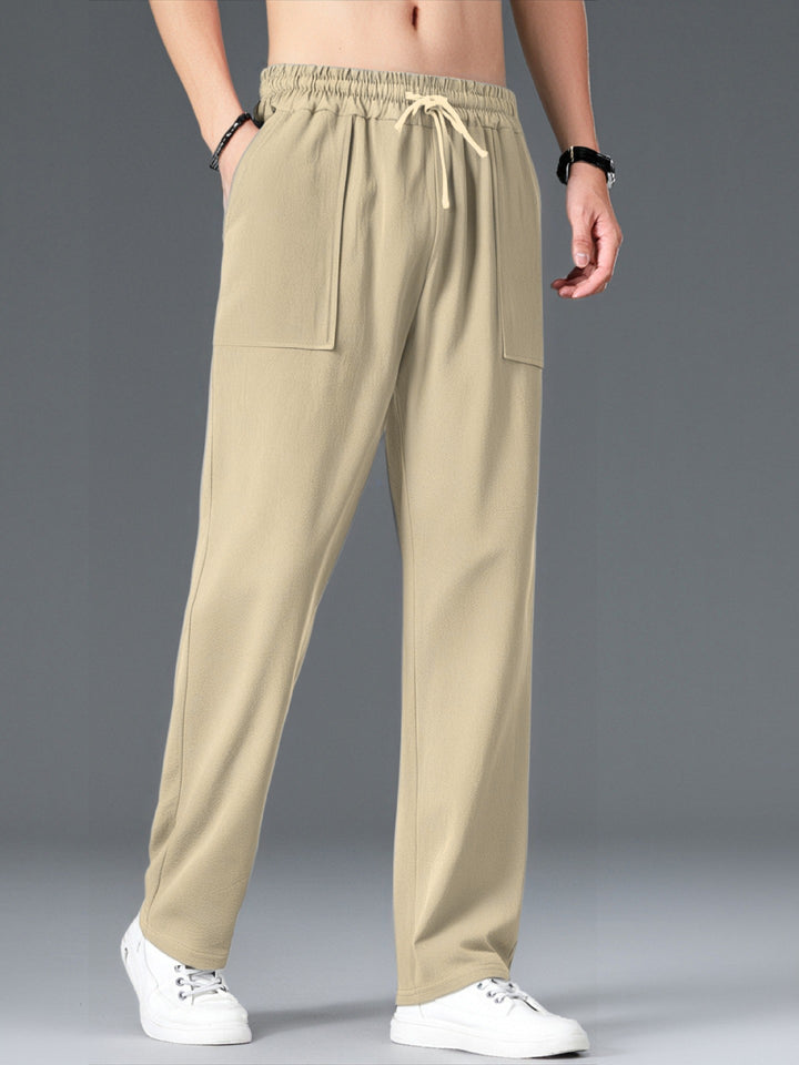 Herren Bequeme Freizeithosen mit elastischem Bund und seitlichen Taschen Aliams