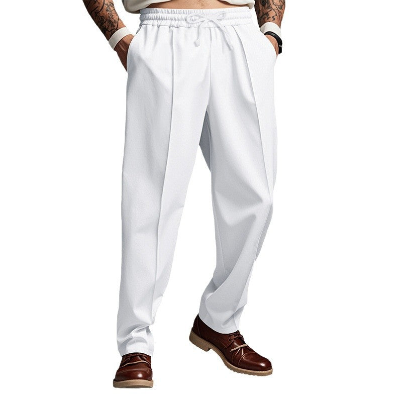 Herren Chino-Hose mit verstellbarem Bund und eleganter Faltenoptik Aliams