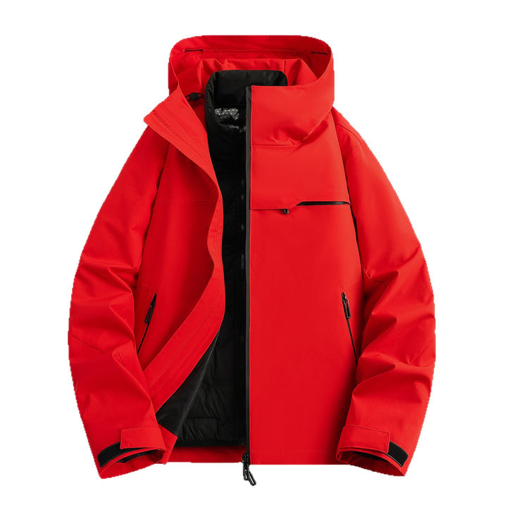 Herren hochwertige wasserfeste Outdoor-Jacke mit verstellbarer Kapuze und isolierendem Innenfutter Aliams