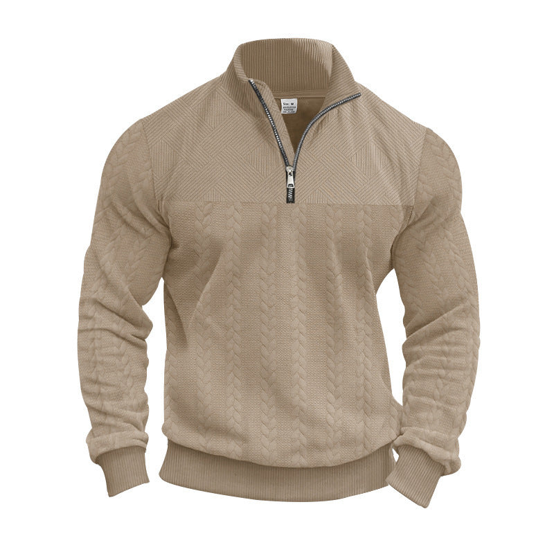 Herren Grobstrickpullover mit halbem Reißverschluss und strukturiertem Design Aliams