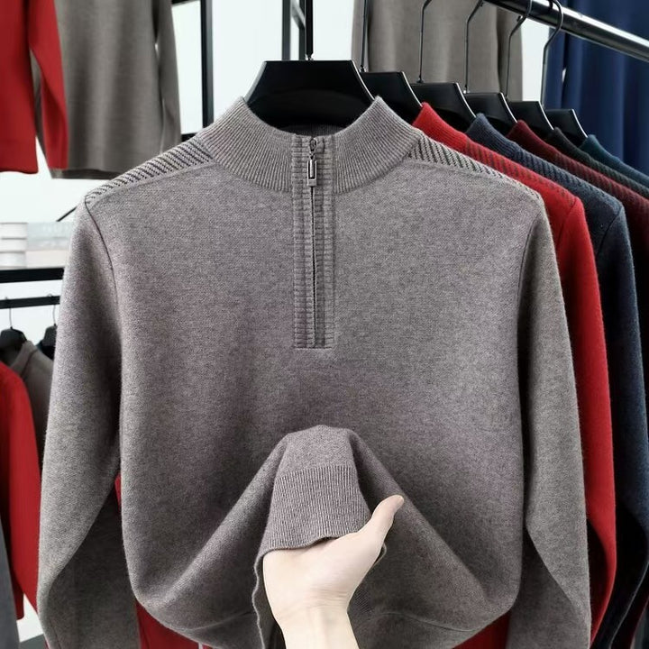 Herren funktionaler Rollkragenpullover mit halbzipper und strukturiertem Design Aliams