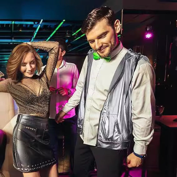 Herren angesagte Kapuzenweste mit metallischem Glanz und praktischen Taschen Aliams