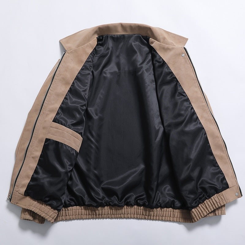 Herren Kunstleder-Bomberjacke mit lässigem Schnitt und praktischen Taschen Aliams