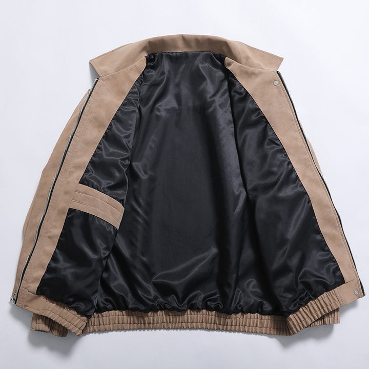 Herren Kunstleder-Bomberjacke mit lässigem Schnitt und praktischen Taschen Aliams