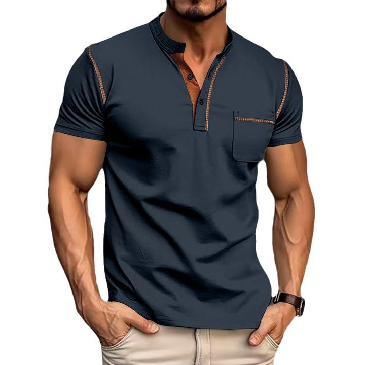 Herren Kurzarm-Henley-Shirt mit modischen Akzenten Aliams