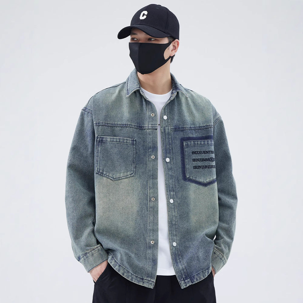 Herren Jeanshemd mit modernem Design und einzigartigen Schriftzügen Aliams