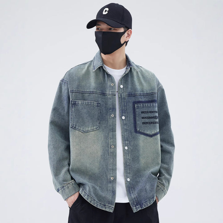 Herren Jeanshemd mit modernem Design und einzigartigen Schriftzügen Aliams