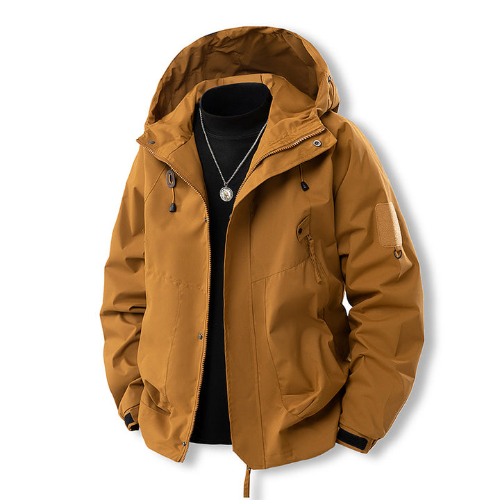 Herren funktionale Outdoor-Jacke mit verstellbarer Kapuze und praktischen Taschen Aliams
