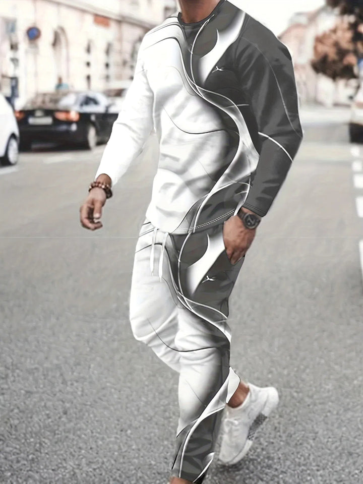 Herren Sportliches Lifestyle-Outfit mit kreativem Muster und bequemer Passform Aliams