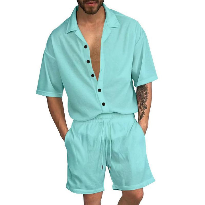 Herren Freizeit-Set mit lässigem Kurzarmhemd und elastischen Shorts Aliams