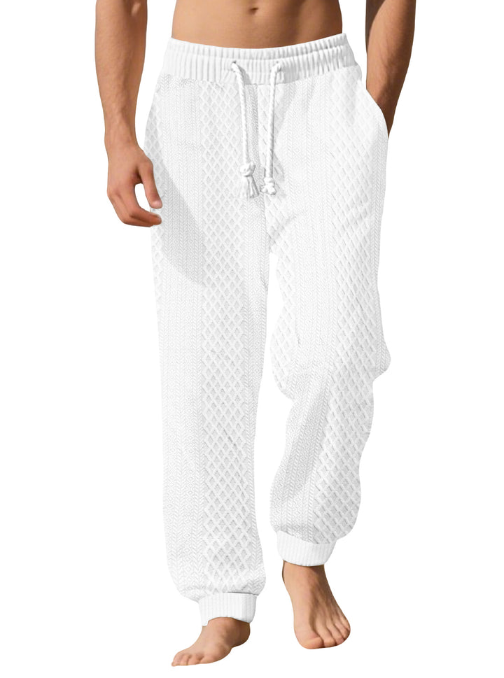 Herren strukturierte Freizeithosen mit bequemem Kordelzug Aliams