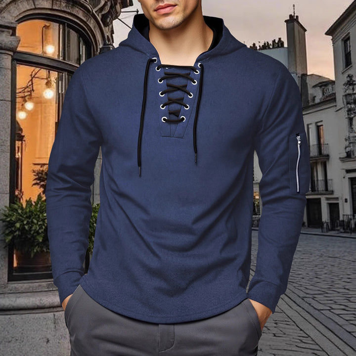 Herren Kapuzenpullover mit extravagantem Schnürdesign Aliams