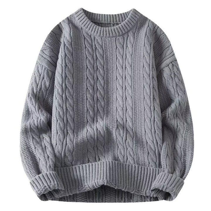 Herren Strickpullover mit strukturiertem Zopfmuster und rundem Halsausschnitt Aliams