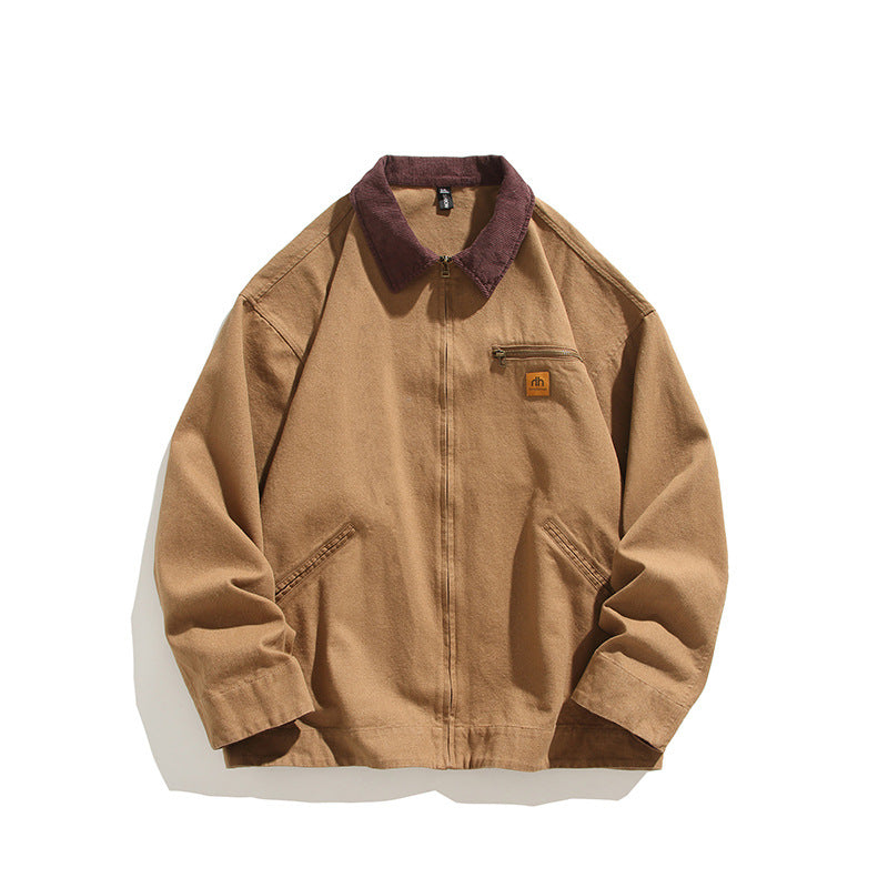 Herren robuste Freizeitjacke mit hohem Kragen und praktischen Taschen Aliams