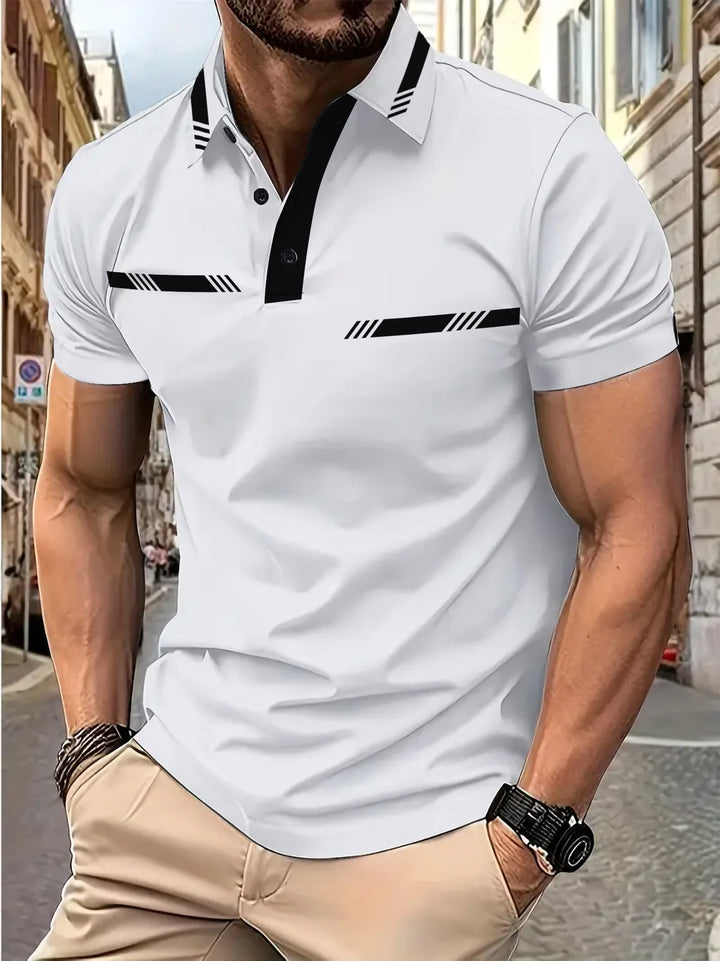 Herren Kurzarm Poloshirt mit stilvollen Kontraststreifen Aliams