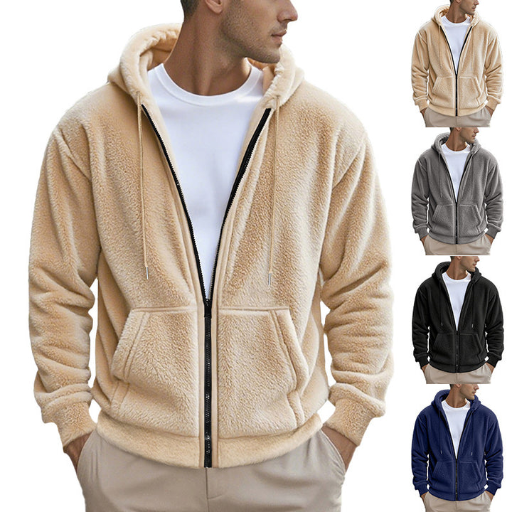 Herren Fleece Hoodie mit seitlichen Reißverschlusstaschen Aliams