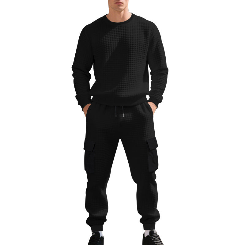 Herren Sportliches Freizeit-Set mit strukturiertem Sweatshirt und Cargo-Hose Aliams