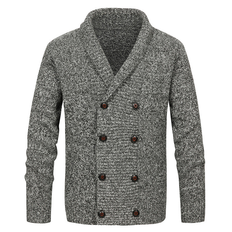 Herren hochwertige Strickjacke mit großem Revers und Knopfdetail Aliams