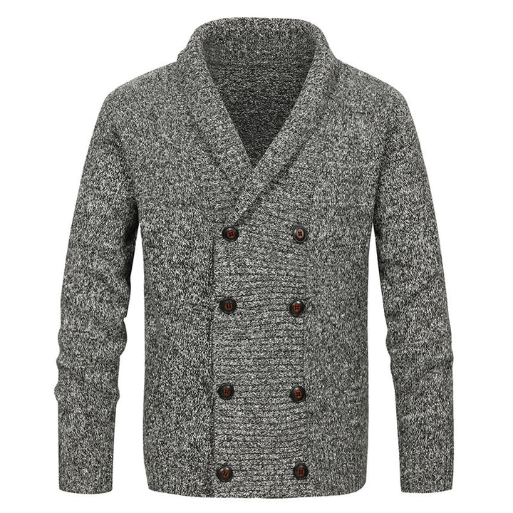 Herren hochwertige Strickjacke mit großem Revers und Knopfdetail Aliams