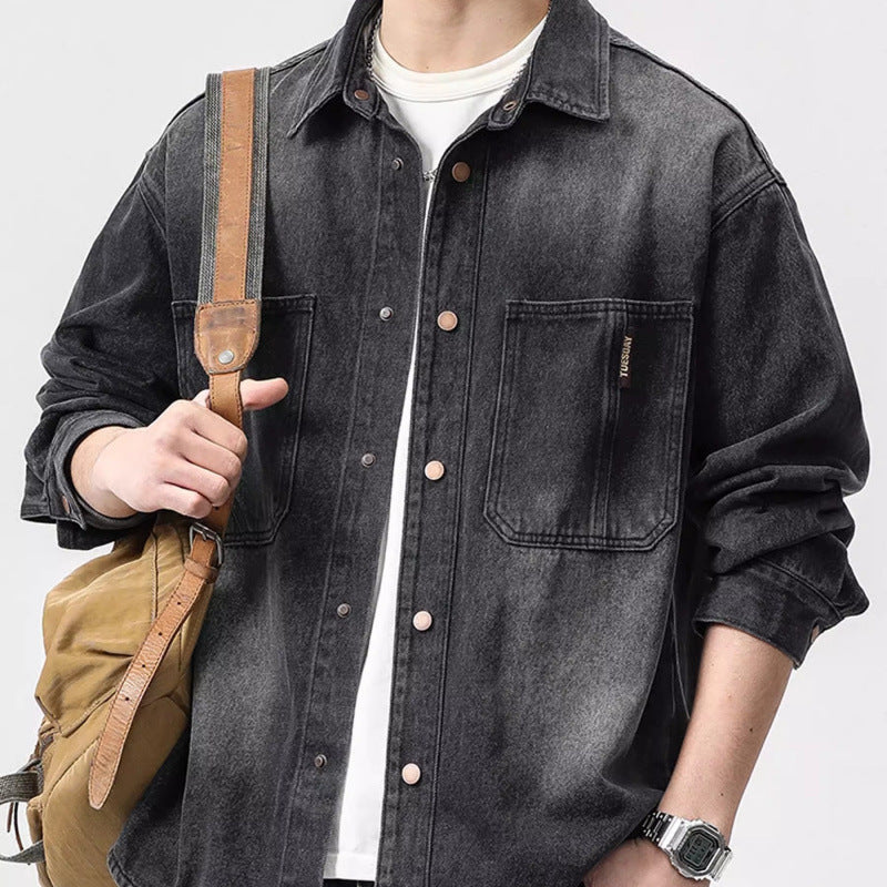 Herren Denim-Hemdjacke im lässigen Schnitt mit praktischen Taschen Aliams