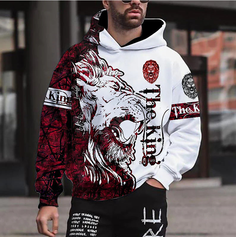 Herren Kapuzenpullover mit auffälligem Löwenmotiv und kreativen Grafiken Aliams