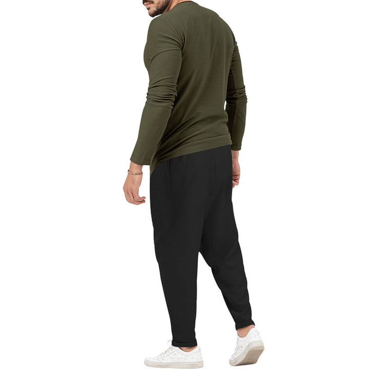 Herren Bequeme Jogginghose mit modischen Details und lässigem langarm Shirt Aliams