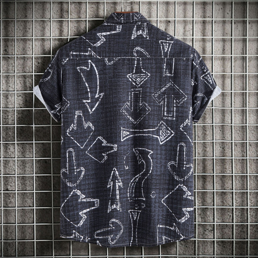 Herren Kurzarmhemd mit auffälligem Grafitmuster und coolen Kunstakzenten Aliams